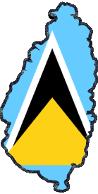 Map St. Lucia America Flags 