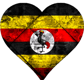 Corazón Uganda África Banderas 