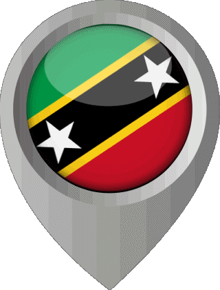Location Pin Saint Kitts and Nevis America Flags 