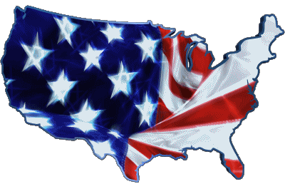 carte U.S.A - National Amériques Drapeaux 