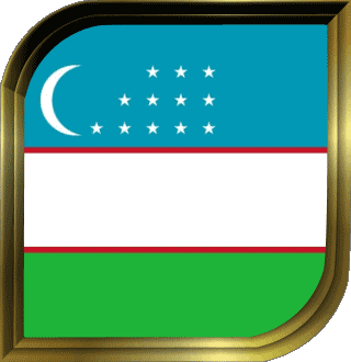 Quadrato Uzbekistan Asia Bandiere 