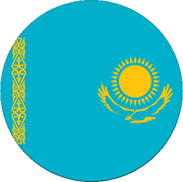 Round Kazakhstan Asia Flags 