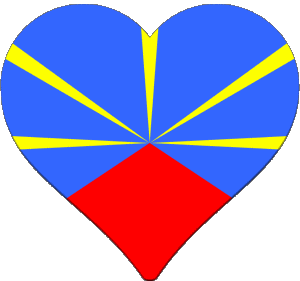 Corazón La Réunion D.O.M - T.O.M Francia Banderas 