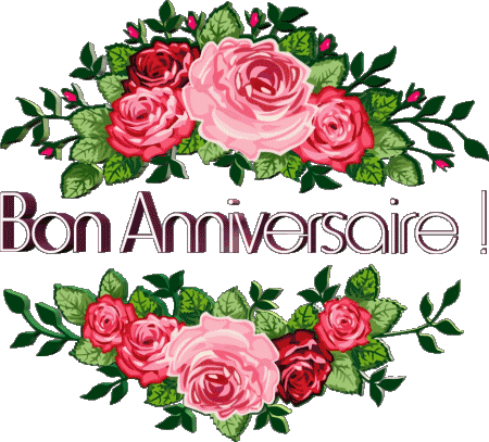 014 Fondo transparente Floral Bon Anniversaire Francés Mensajes 