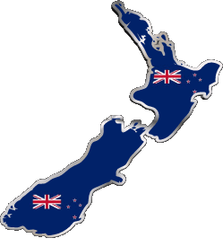 Karte Neuseeland Ozeanien Fahnen 