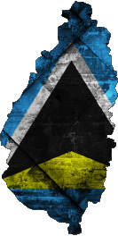 Carte Sainte Lucie Amériques Drapeaux 