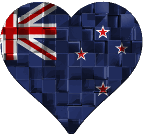 Heart New Zealand Oceania Flags 