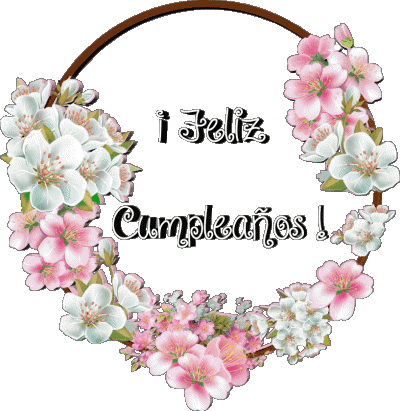 017 Fondo transparente Floral Feliz Cumpleaños Español Mensajes 