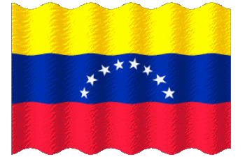 Waving Venezuela America Flags 