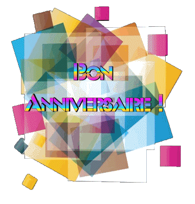 015 Transparent Background Abstrait - Géométrique Bon Anniversaire French Messages 