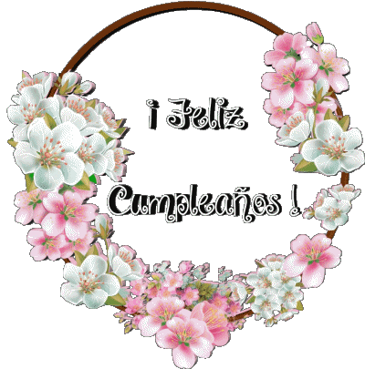 017 Fondo transparente Floral Feliz Cumpleaños Español Mensajes 
