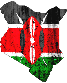 Carta Geografica Kenia Africa Bandiere 