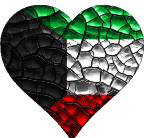 Heart Kuwait Asia Flags 