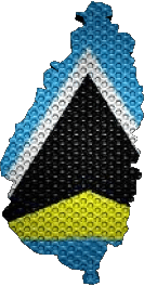 Karte St. Lucia Amerika Fahnen 