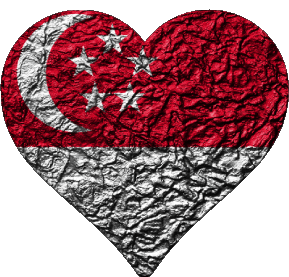 Corazón Singapur Asia Banderas 