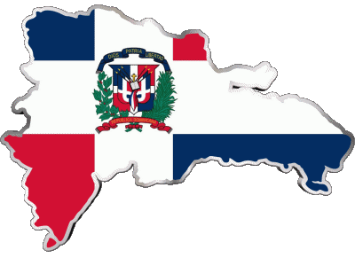 Karte Dominikanische Republik Amerika Fahnen 