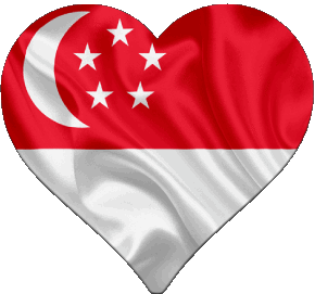 Coeur Singapour Asie Drapeaux 