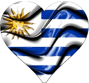 Heart Uruguay America Flags 