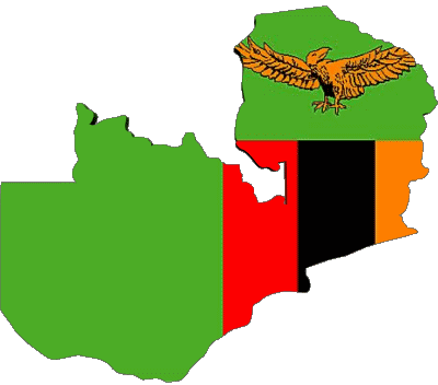 Mapa Zambia África Banderas 