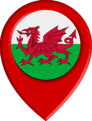 Location Pin Wales Europe Flags 