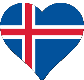 Coeur Islande Europe Drapeaux 