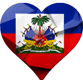 Heart Haiti America Flags 