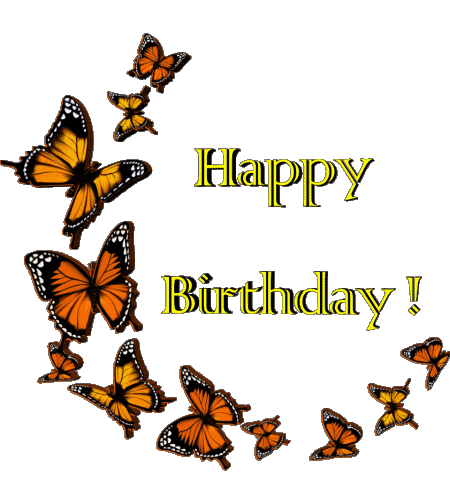 009 Fond Transparent Butterflies Happy Birthday Anglais Messages 