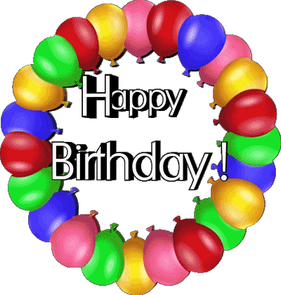 008 Balloons - Confetti Happy Birthday Inglese Messagi 