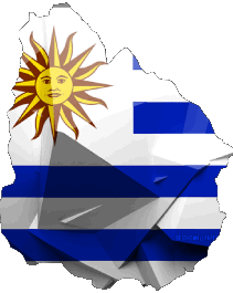 Karte Uruguay Amerika Fahnen 