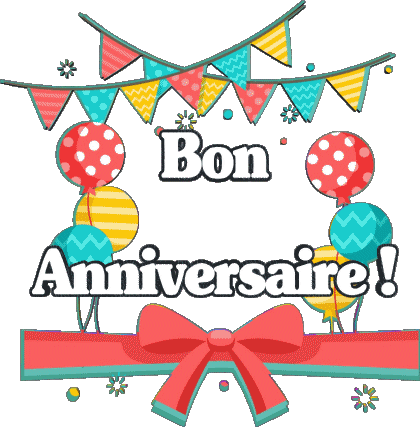 006 Ballons - Confetis Bon Anniversaire Francese Messagi 