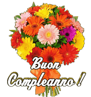 003 Transparenter Hintergrund Floreale Buon Compleanno Italienisch Nachrichten 