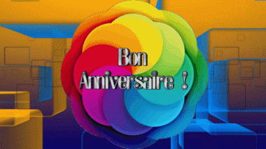 002 Animated Background Abstrait - Géométrique Bon Anniversaire French Messages 