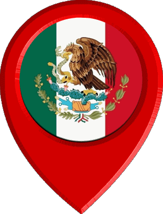 Location Pin Mexico America Flags 