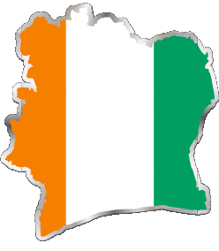 Mapa Costa de Marfil África Banderas 