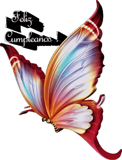 008 Fondo transparente Mariposas Feliz Cumpleaños Español Mensajes 