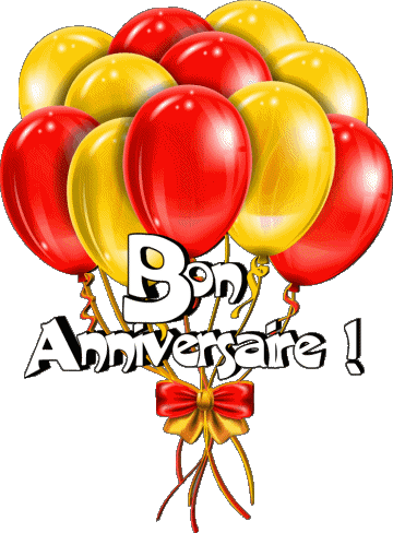 007 Ballons - Confetis Bon Anniversaire French Messages 