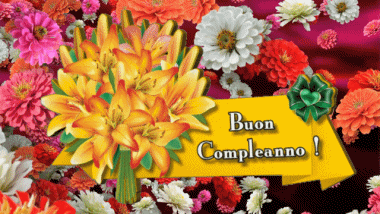 004 Animierter Hintergrund Floreale Buon Compleanno Italienisch Nachrichten 