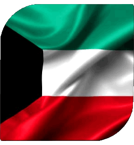 Square Kuwait Asia Flags 