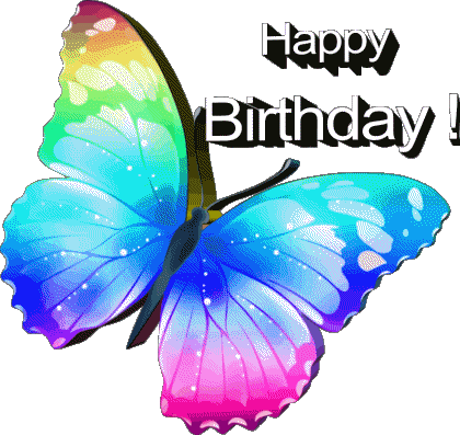 005 Fond Transparent Butterflies Happy Birthday Anglais Messages 