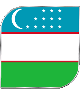 Square Uzbekistan Asia Flags 