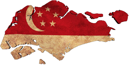 Karte Singapur Asien Fahnen 