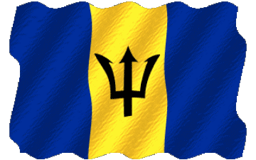 Waving Barbados America Flags 