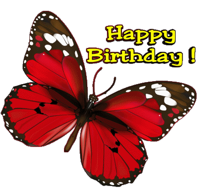 004 Fond Transparent Butterflies Happy Birthday Anglais Messages 
