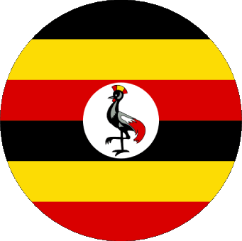 Round Uganda Africa Flags 