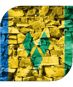 Square Saint Vincent and the Grenadines America Flags 