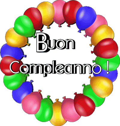 008 Palloncini - Coriandoli Buon Compleanno Italiano Messagi 