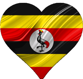 Heart Uganda Africa Flags 