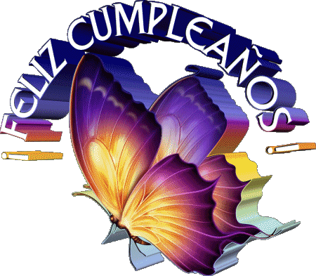 001 Sfondo trasparente Mariposas Feliz Cumpleaños Spagnolo Messagi 