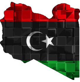 Karte Libyen Afrika Fahnen 