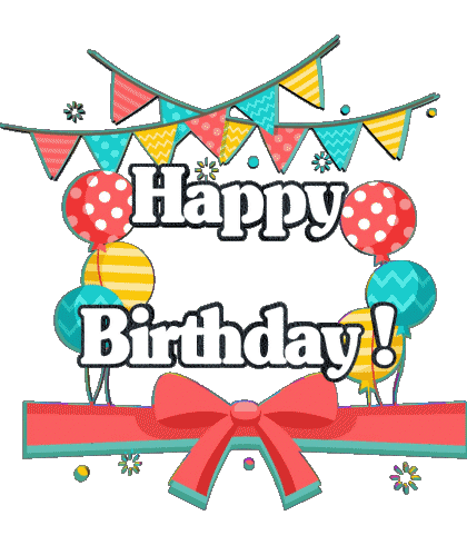 006 Balloons - Confetti Happy Birthday Anglais Messages 